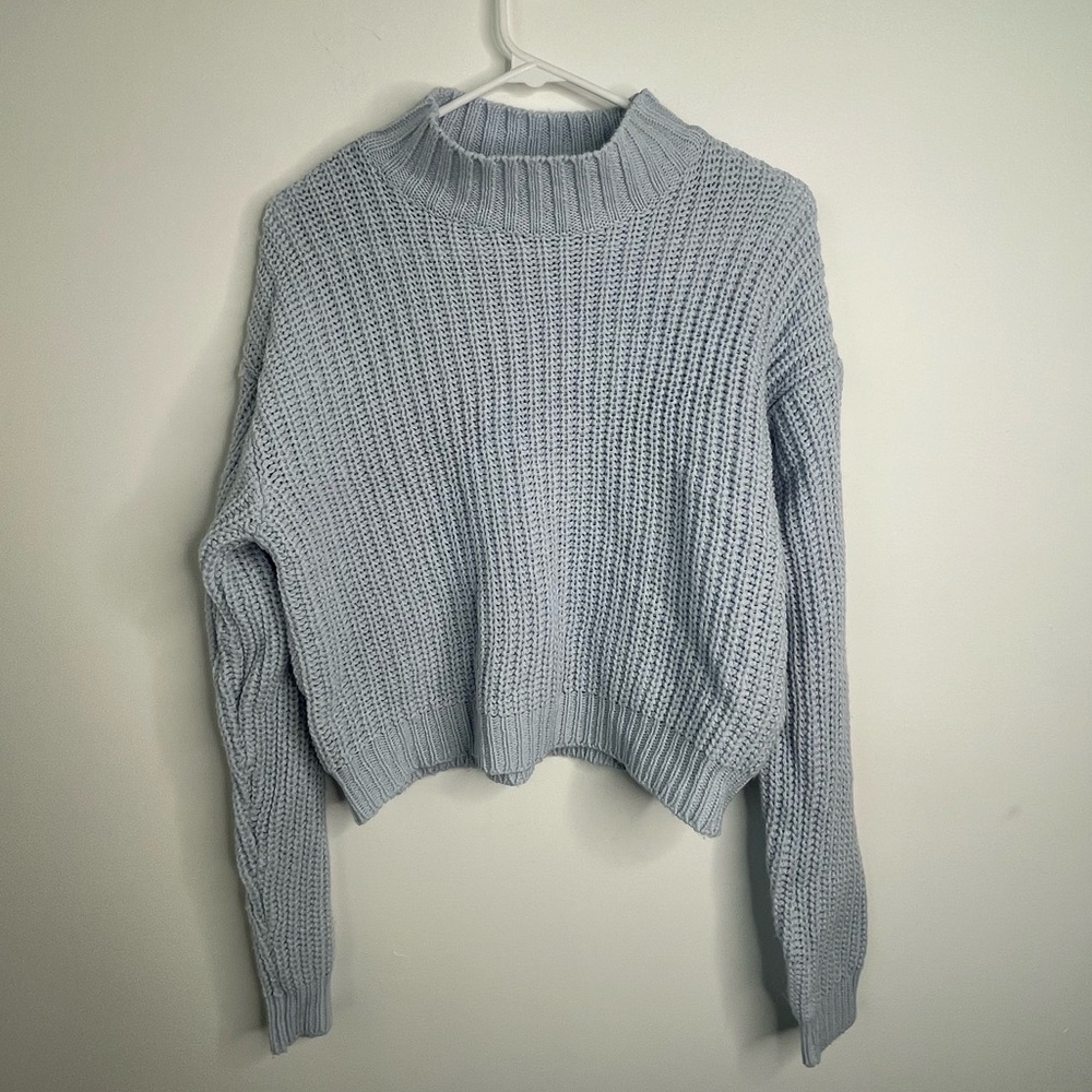 Love Change Light blue Women's Cowl Neck knit Sweater size Large